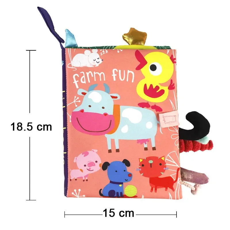 Baby Cloth Book – Crinkle Animal Tails Soft Sensory Book – Cows 550