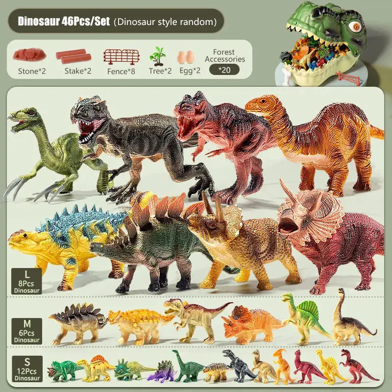 Jurassic Dinosaur Playset – 46–64 Piece Figure Set – 46PCS Set