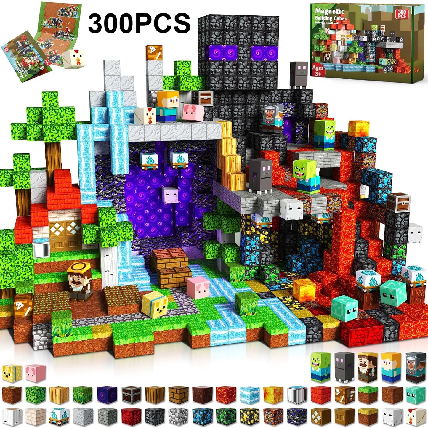 Magnetic Tiles Building Blocks Set – 100 to 300 Pieces STEM Toy for Kids