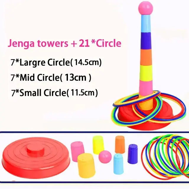 Ring Toss & Stacking Tower Game for Kids – 1xTower 21xRings