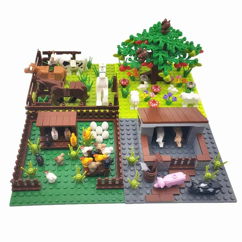 Farm Building Blocks Set – Animals, Trees & Plants – 4in1 4colors set