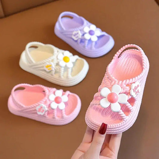 Girls' Flower Sandals – Non-Slip EVA Beach Shoes