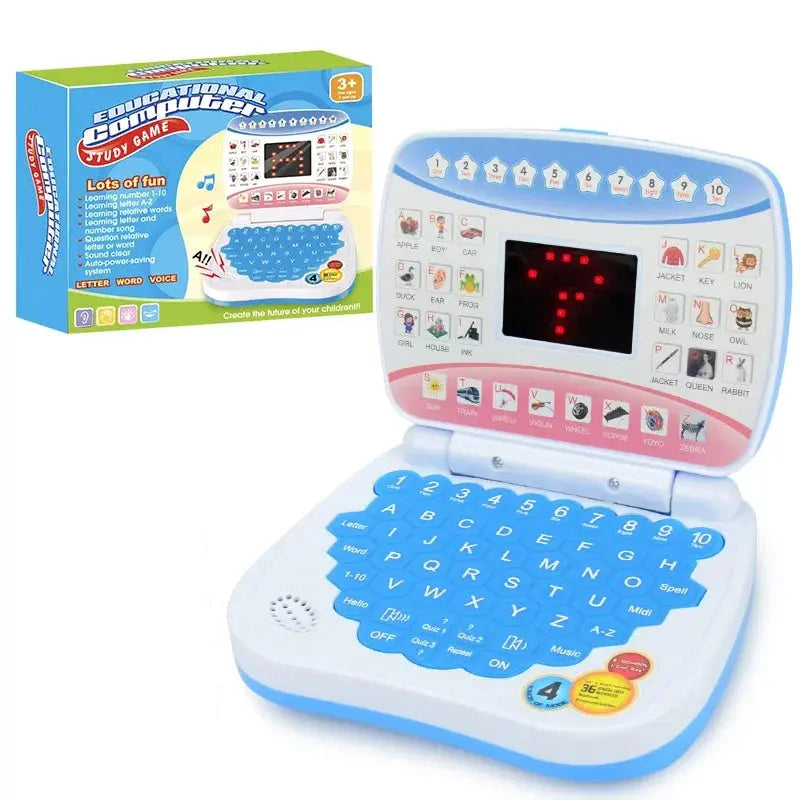 English Learning Laptop Toy – ABC, Numbers & Music for Kids 3+ – Sky Blue