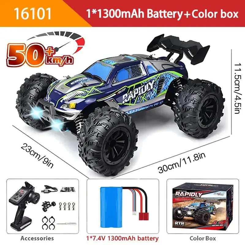 1:16 High Speed 4WD RC Monster Truck – 50 or 70 KM/H with LED Lights – 16101 50KM-H Box