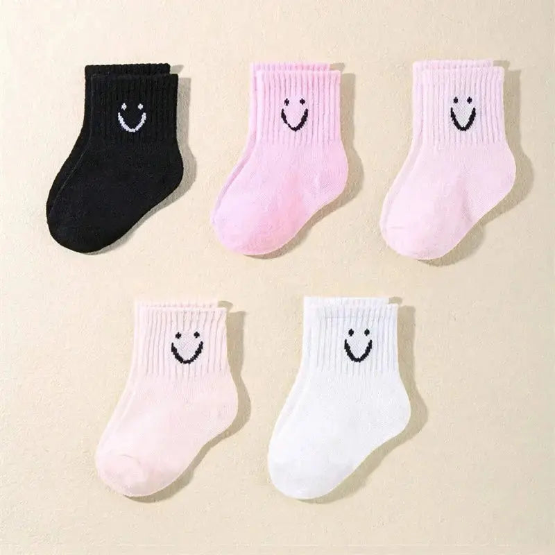 Kids Smiley Face Socks – 10-Pack Mid-Calf Unisex