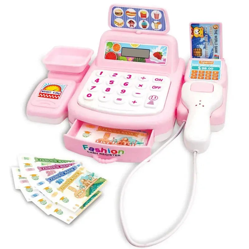 Electronic Supermarket Cashier Toy with Lights & Sound – Pink