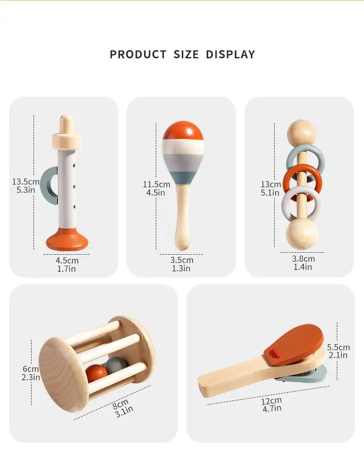 Baby Musical Instrument Set – 5-Piece Sensory Rattles
