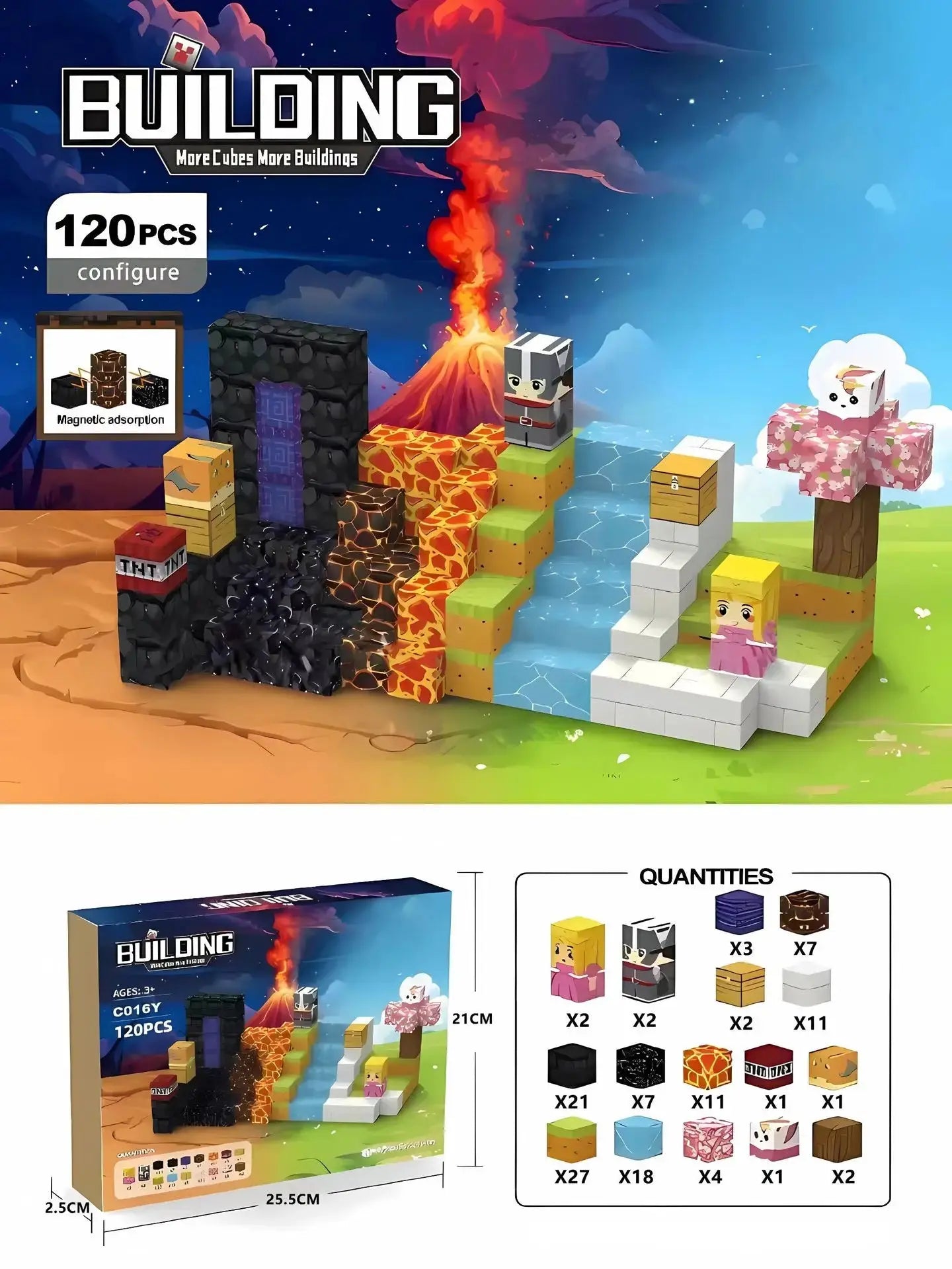 Magnetic Stacking Cubes – Mine World Construction Set – ZH013 120ocs