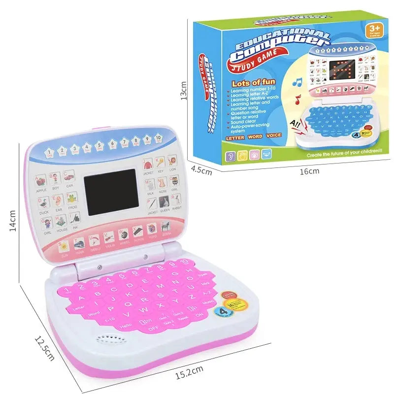 Kids Simulation Laptop – Portable Learning Typewriter for Ages 3–12 – Pink