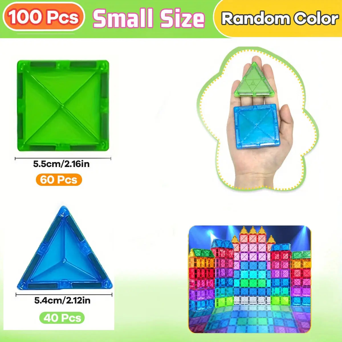 Magnetic Tiles Creativity Set – 30 to 100 Pieces – 100 Pcs