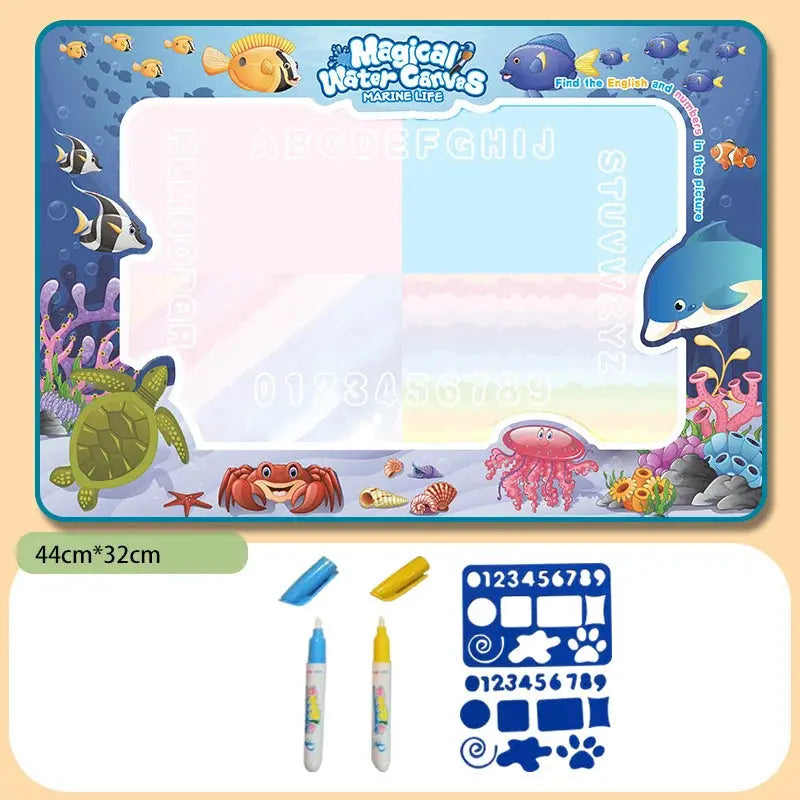 Magic Water Drawing Mat – Reusable Doodle Board with Pens – 44x32cm