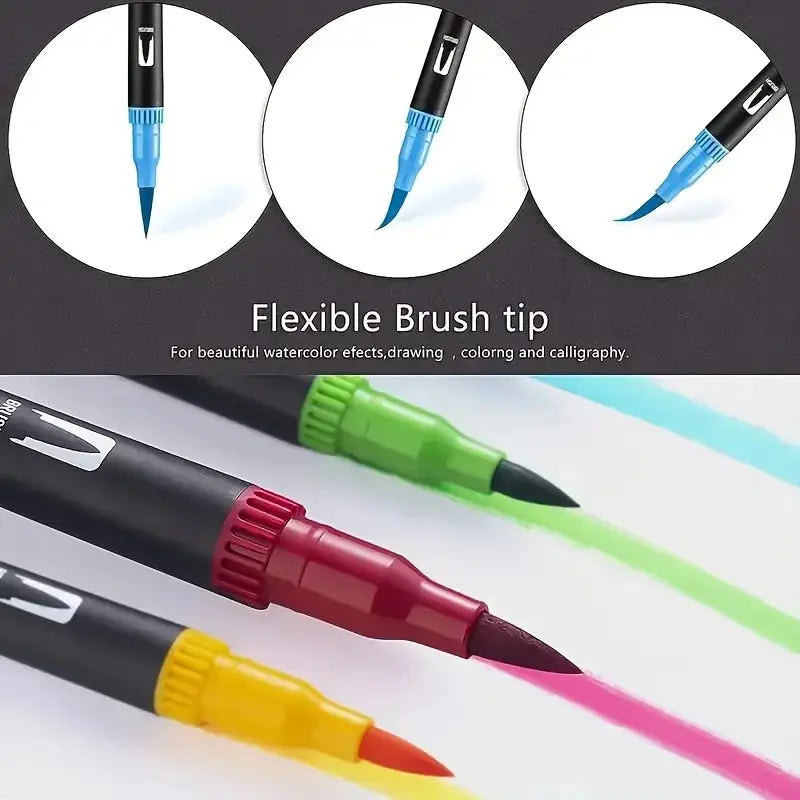 Vibrant Double-Ended Watercolor Markers – 24-Color Art Set