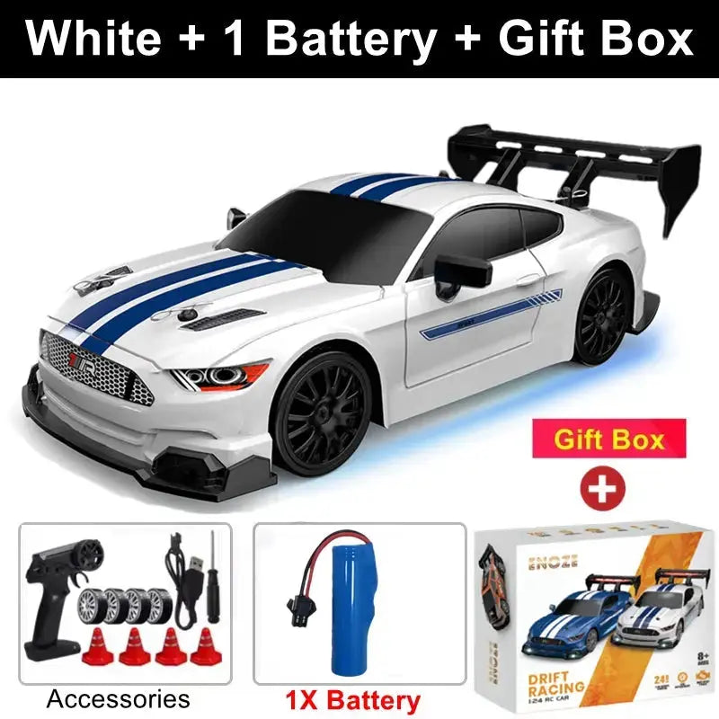 4WD RC Drift Car – GTRPRO 1:24 Scale Racing Car with LED Lights – GTRPRO White 1B Box