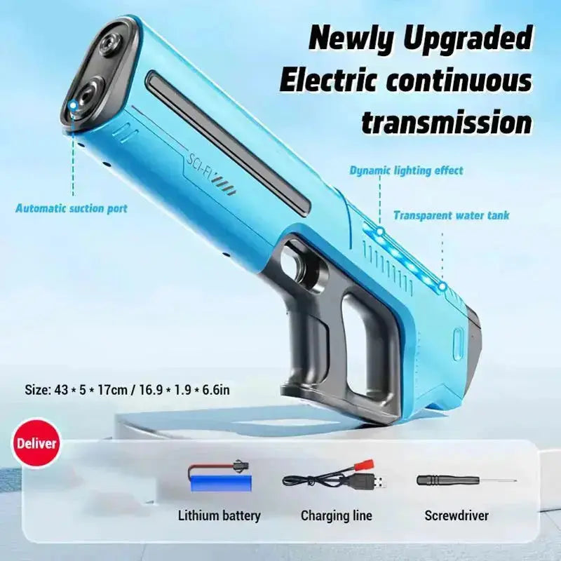 Powerful Electric Water Gun – Auto-Suction Blaster for All Ages – 62A-Blue