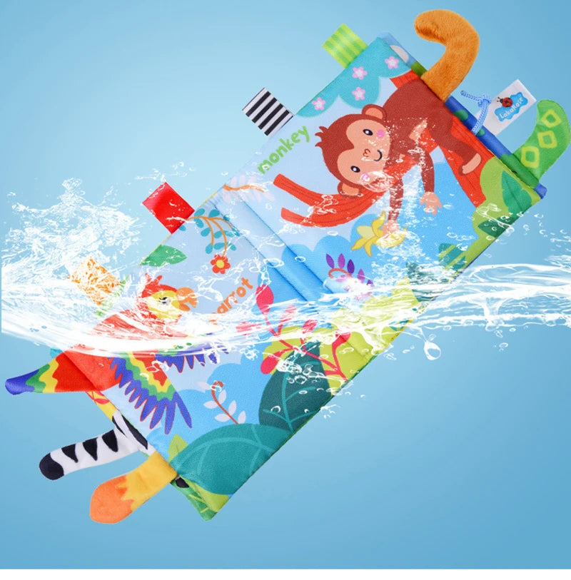 New Baby Toys Cartoon Animals Tail Baby Cloth Book Educational Ringed Paper Cloth Book Toys Enlightenment Baby Toys 0 12 Months