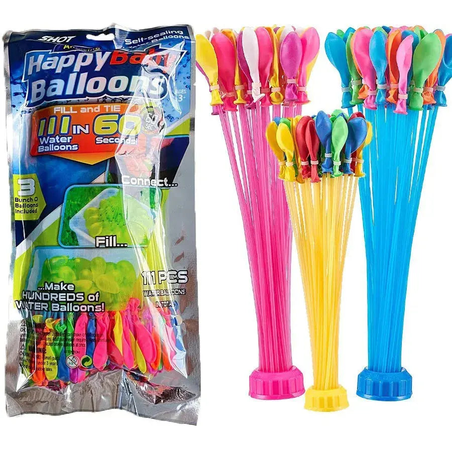Fast-Fill Water Balloons – 111-Pack Summer Water Bombs – 3 Packs (333) – 5inch