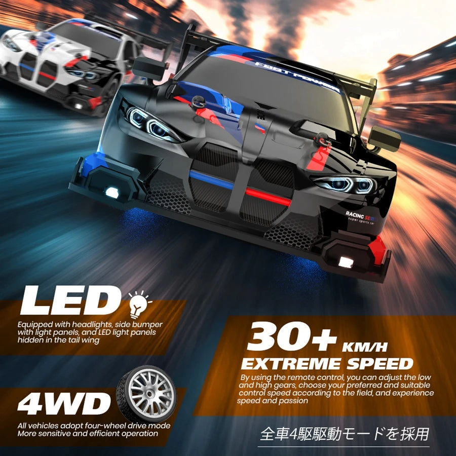 4WD RC Drift Car with LED Lights – 2.4GHz High Speed Off-Road Racing Truck