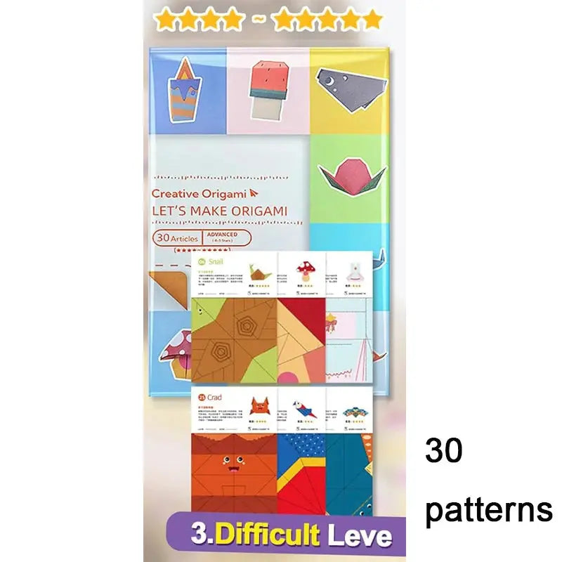 Origami Paper Craft Kit – 30 or 96 Sheets with Guide Book – 30 sheets