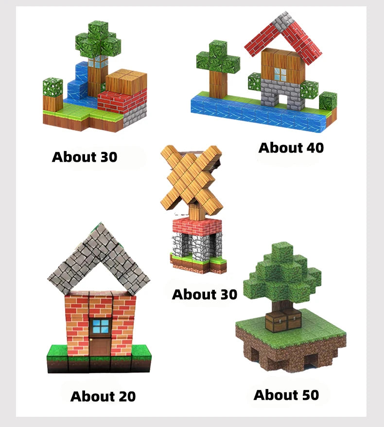 500PCS Magnetic Building Blocks Montessori STEM Educational Sensory Toys Mine World Magnet Cube Gifts For Kids Boys Girls