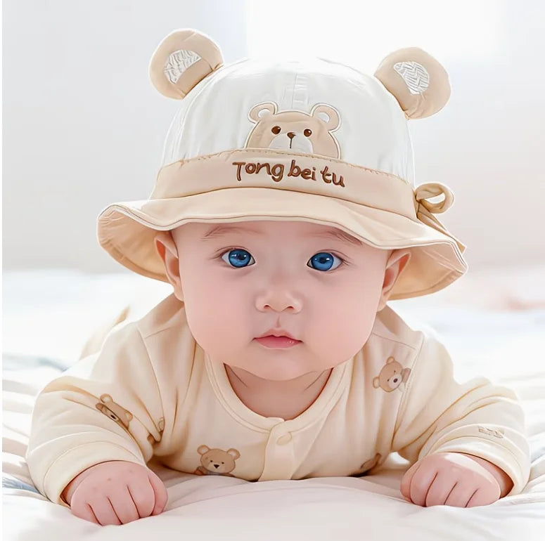 Baby Cartoon Embroidered Bucket Hat – Unisex Spring & Autumn Hat for Ages 8–24 Months