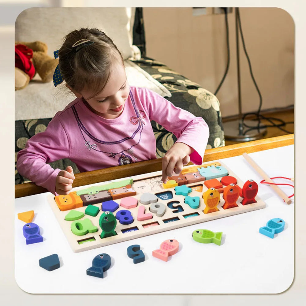 Montessori Wooden Toys Kids Busy Board Shape & Number Matching Digital Shape Educational Toys For Children Gifts TinyToyShop