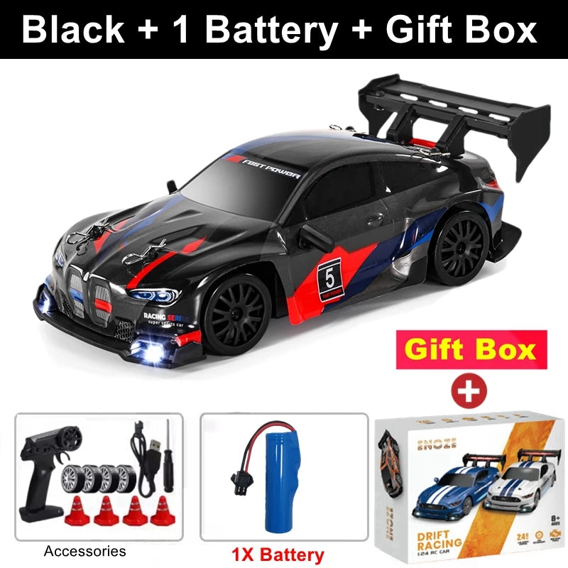 4WD RC Drift Car with LED Lights – 2.4GHz High Speed Off-Road Racing Truck