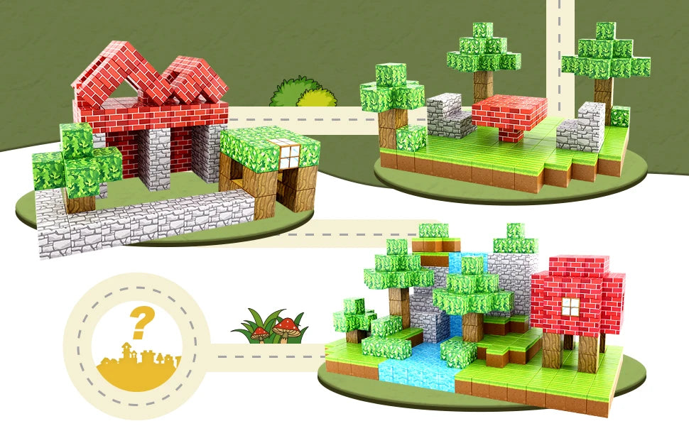 500PCS Magnetic Building Blocks Montessori STEM Educational Sensory Toys Mine World Magnet Cube Gifts For Kids Boys Girls