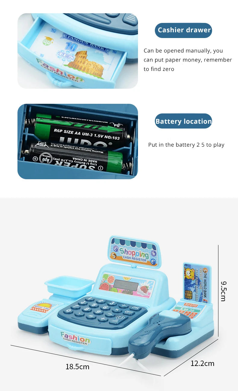 Electronic Supermarket Cashier Toy with Lights & Sound