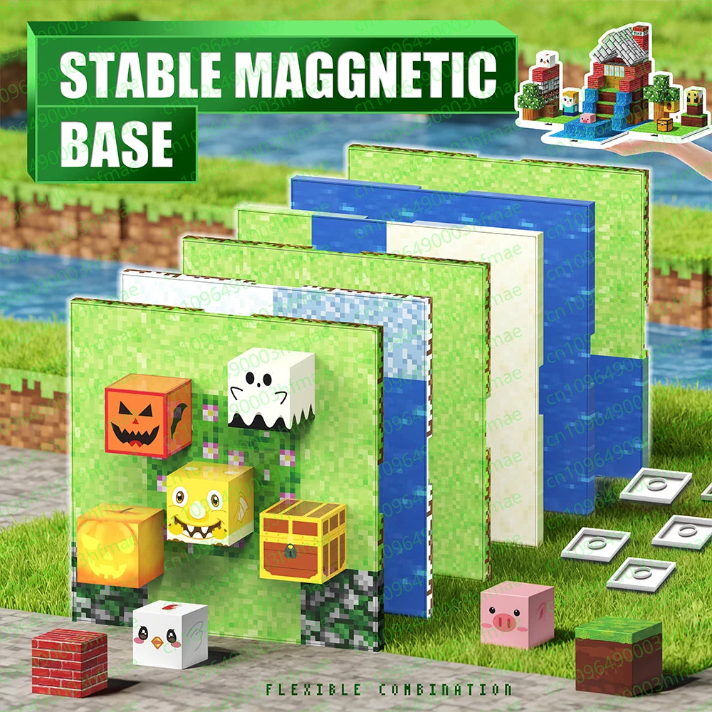 Magnetic Building Blocks Magnetic Bottom Plate Match Mine Games World Toys Gifts For Children Lawn Pond Desert Snowfield River