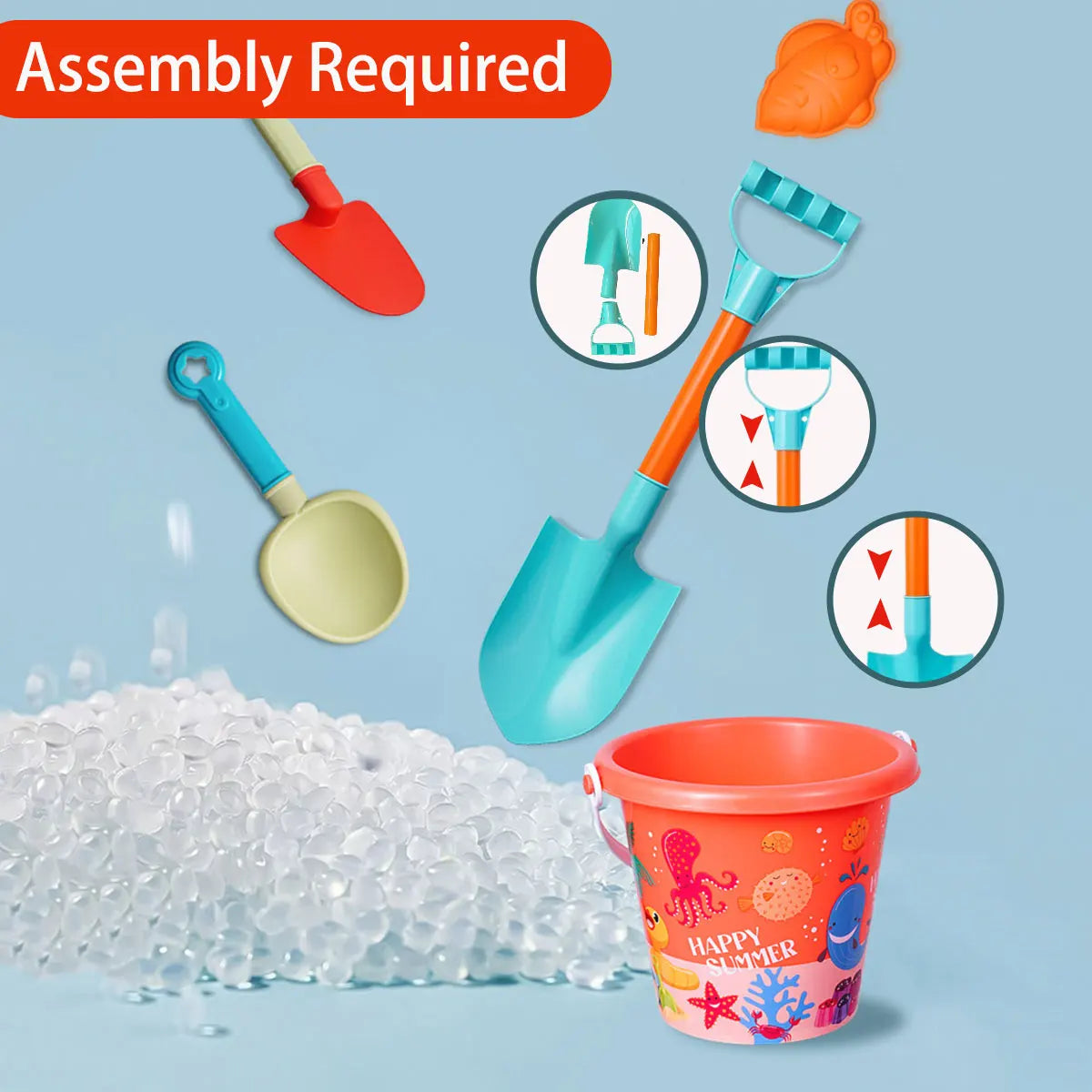 Kids Beach Sand Play Set – Bucket, Shovel & Water Tools (10/14/16 Pcs)