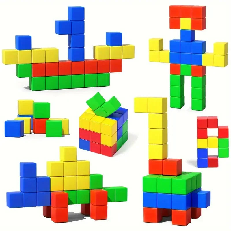 Magnetic Cube Tiles for Toddlers – 32 to 96pcs Sensory STEM Building Toy