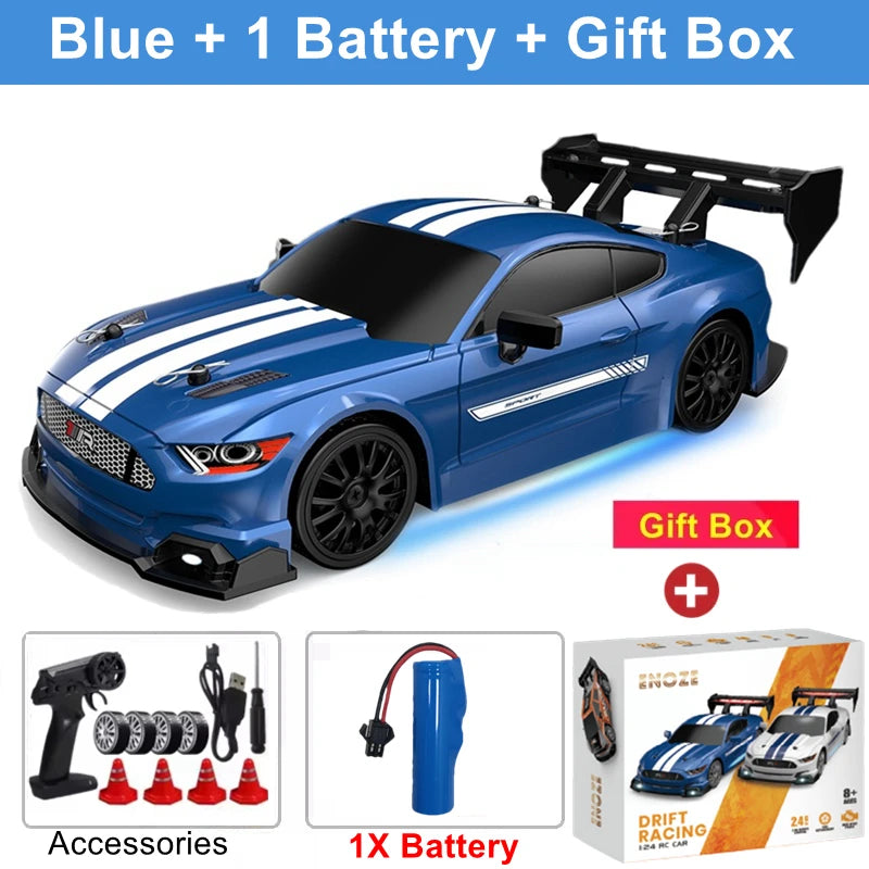 4WD RC Drift Car with LED Lights – 2.4GHz High Speed Off-Road Racing Truck