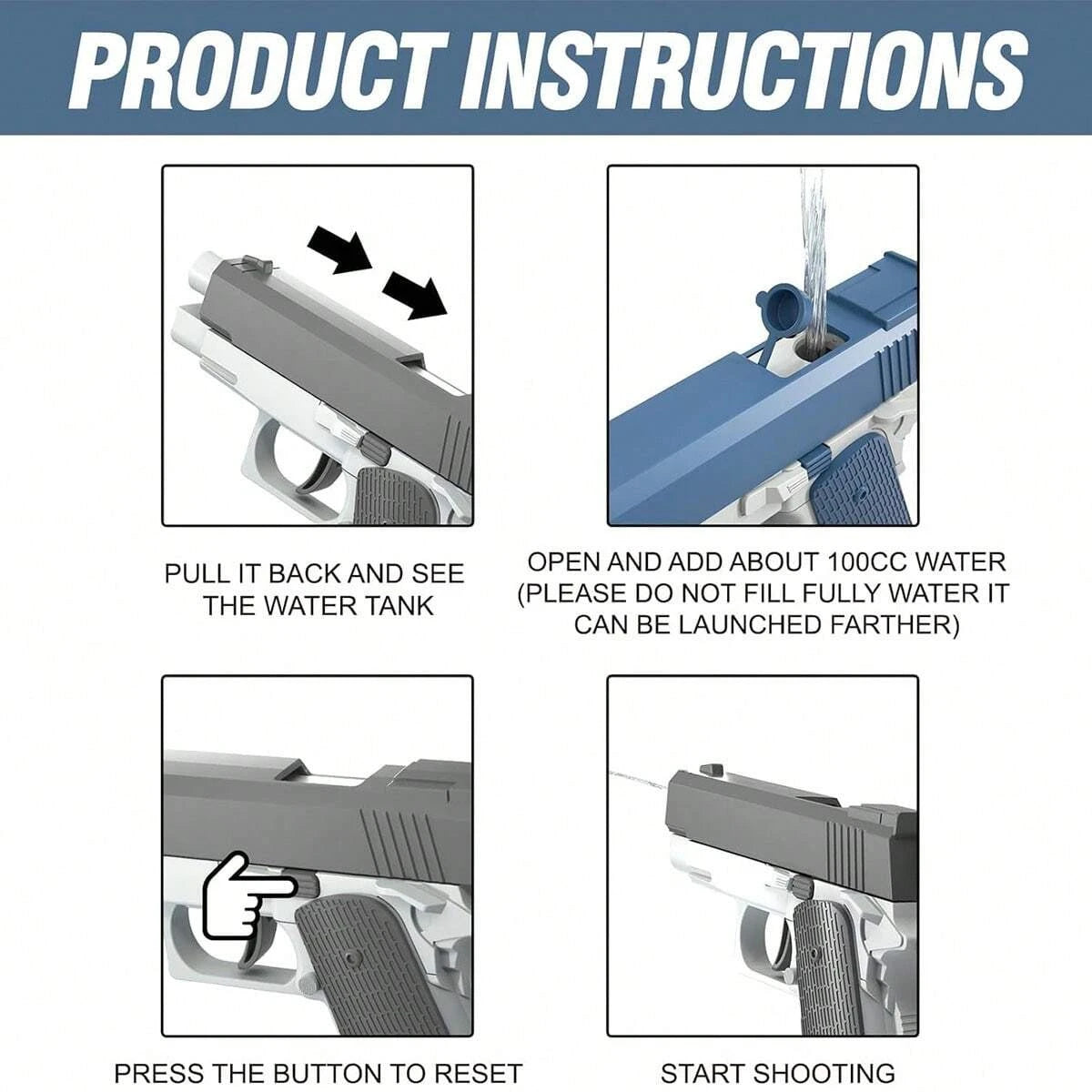 M1911 Water Gun Pistol Toy for Kids & Adults