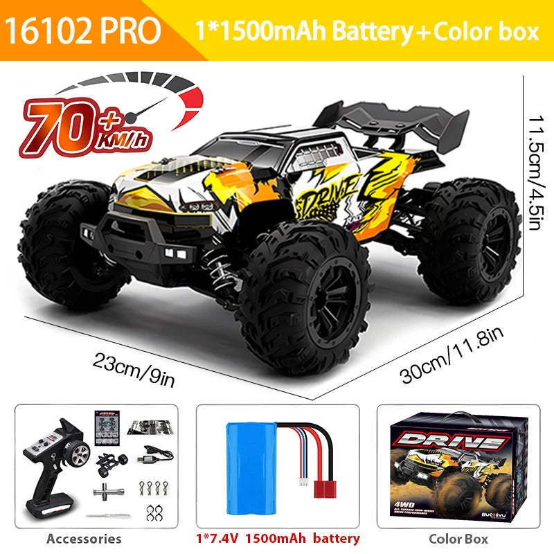 1:16 High Speed 4WD RC Monster Truck – 50 or 70 KM/H with LED Lights