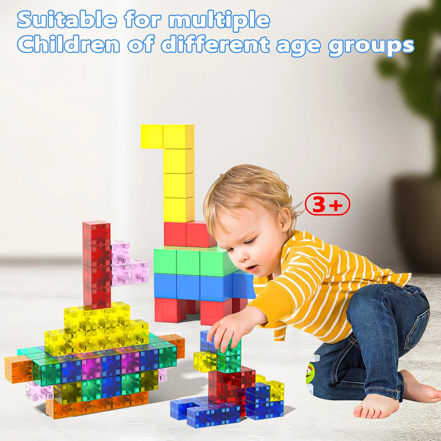 Magnetic Cube Tiles for Toddlers – 32 to 96pcs Sensory STEM Building Toy