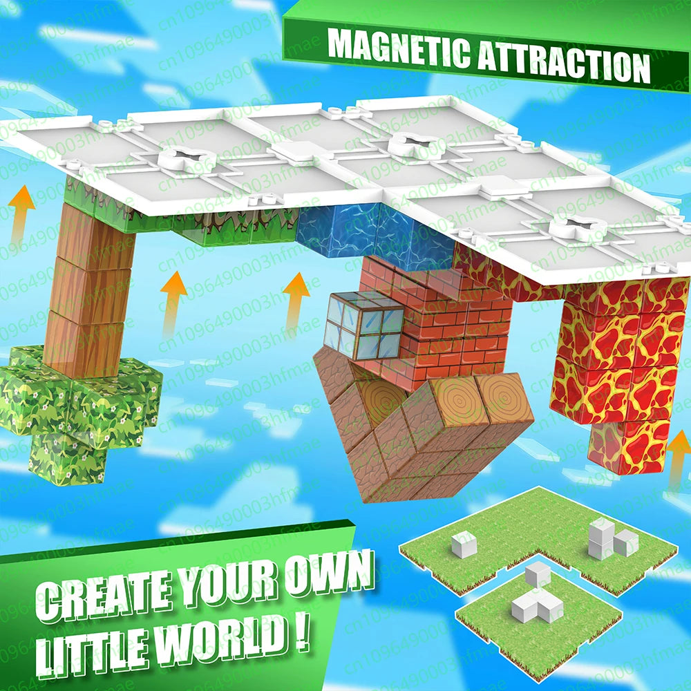 Magnetic Building Blocks Magnetic Bottom Plate Match Mine Games World Toys Gifts For Children Lawn Pond Desert Snowfield River
