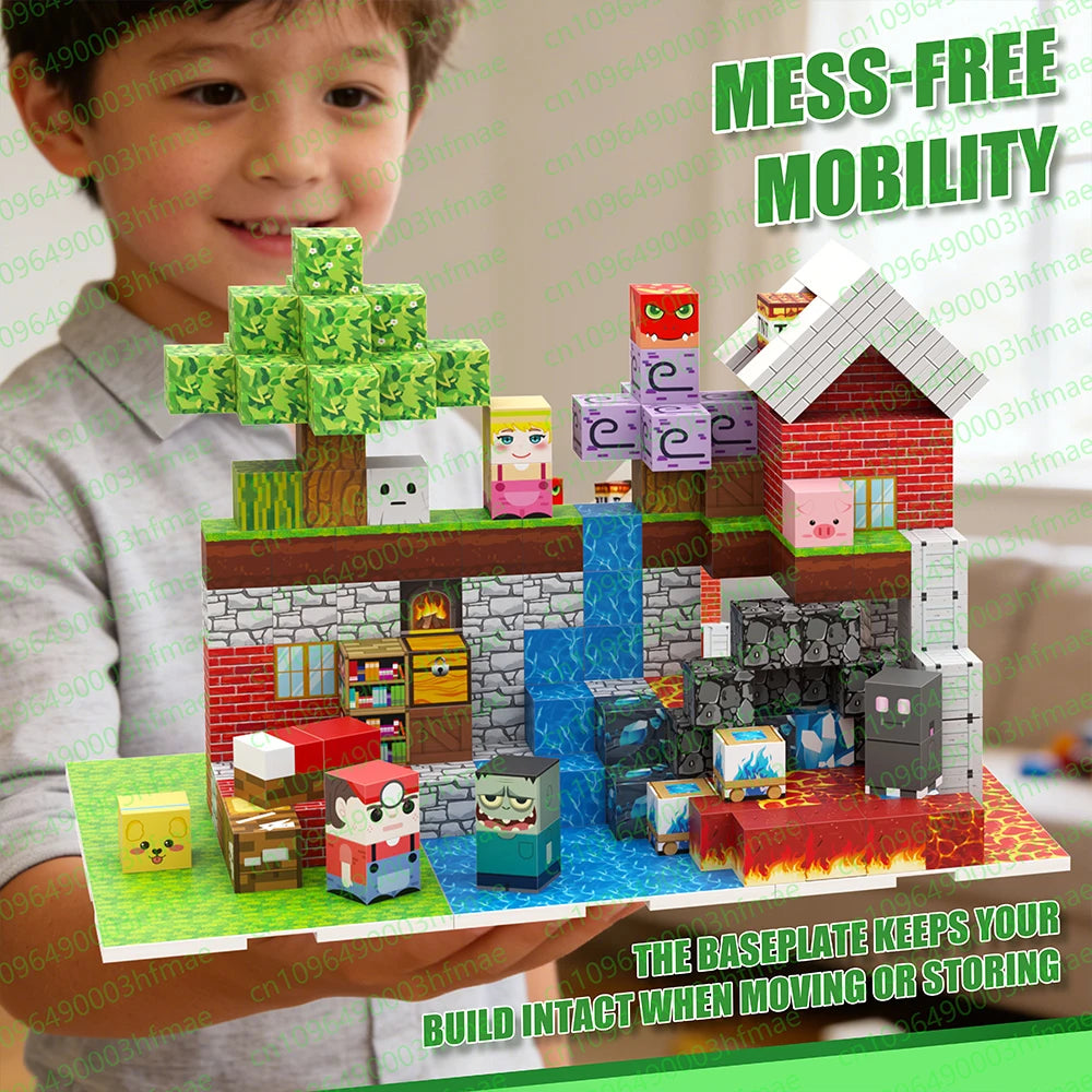 Magnetic Building Blocks Magnetic Bottom Plate Match Mine Games World Toys Gifts For Children Lawn Pond Desert Snowfield River