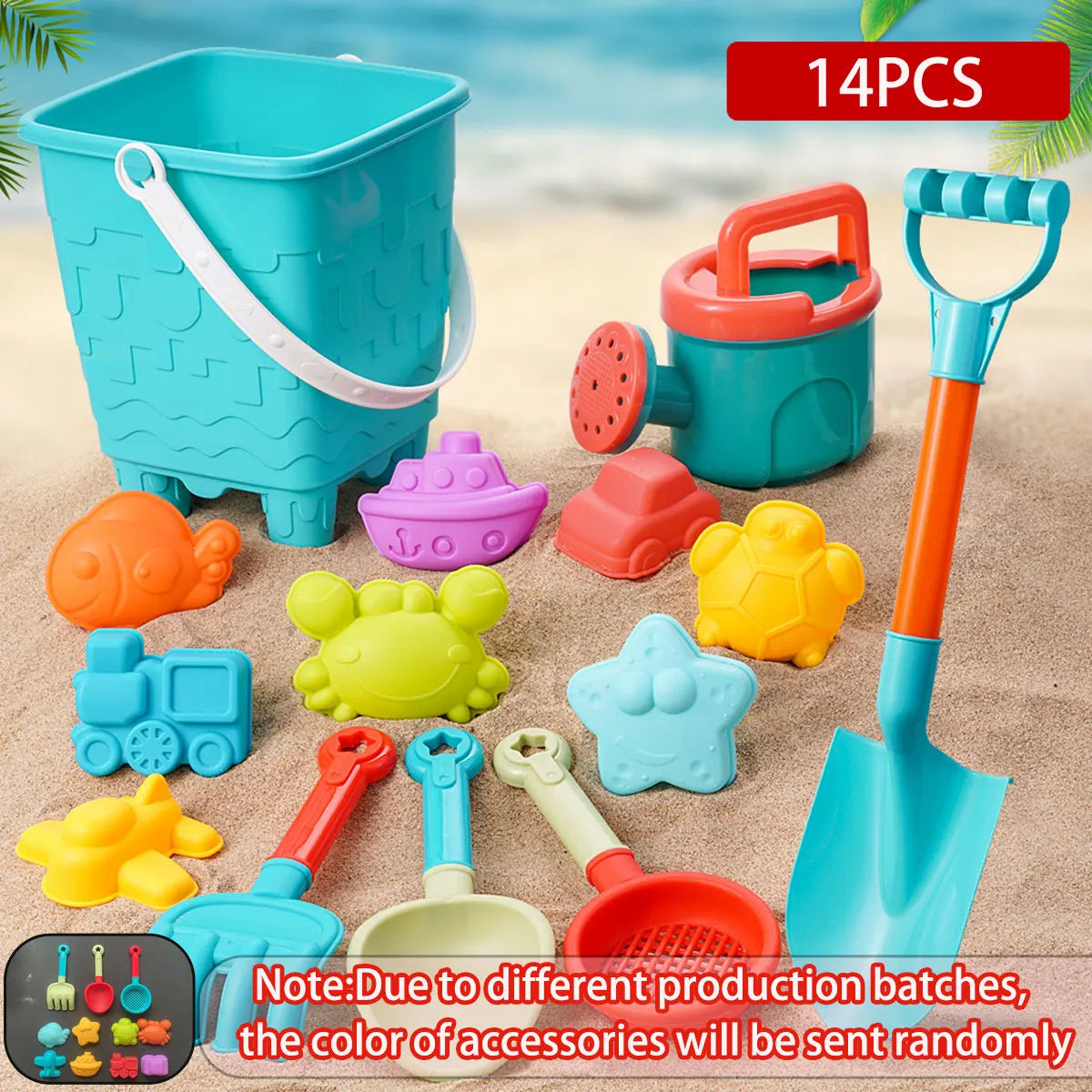 Kids Beach Sand Play Set – Bucket, Shovel & Water Tools (10/14/16 Pcs)