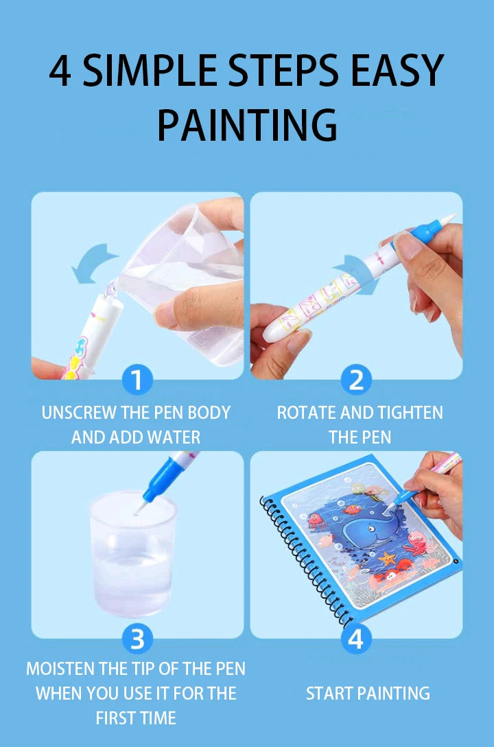Magic Water Drawing Book – Reusable Montessori Coloring Toy for Kids
