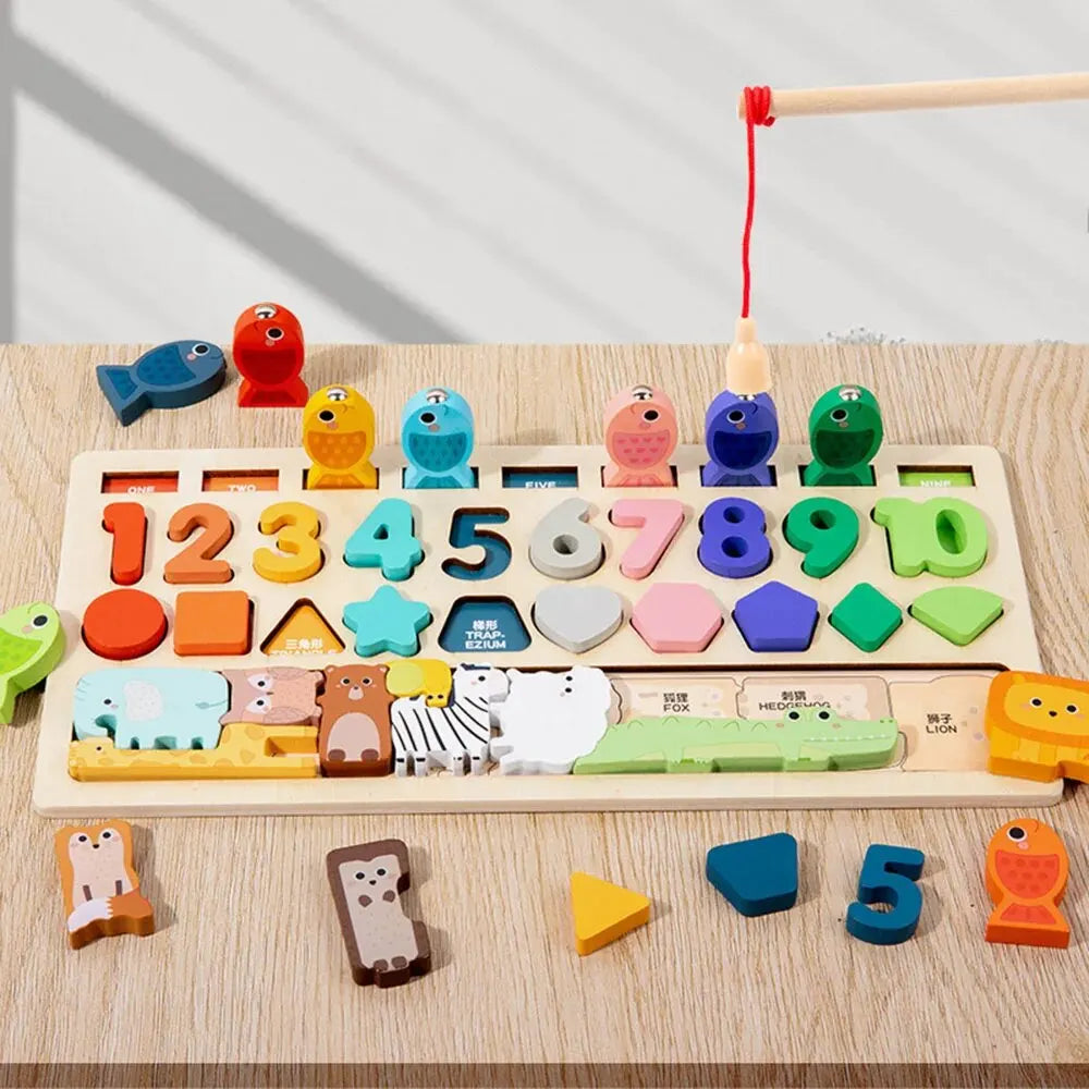 Montessori Wooden Busy Board – Shape & Number Matching Toy