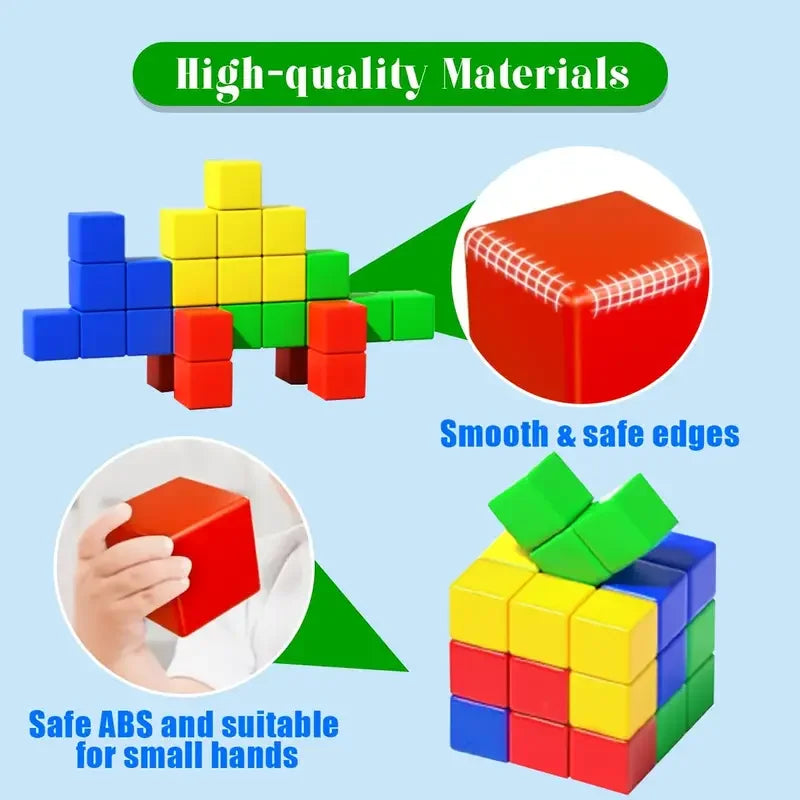 Magnetic Cube Tiles for Toddlers – 32 to 96pcs Sensory STEM Building Toy