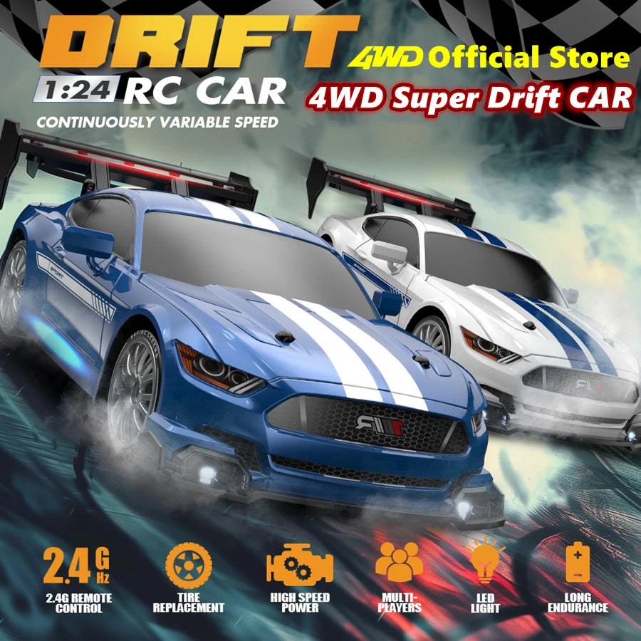 4WD RC Drift Car – GTRPRO 1:24 Scale Racing Car with LED Lights