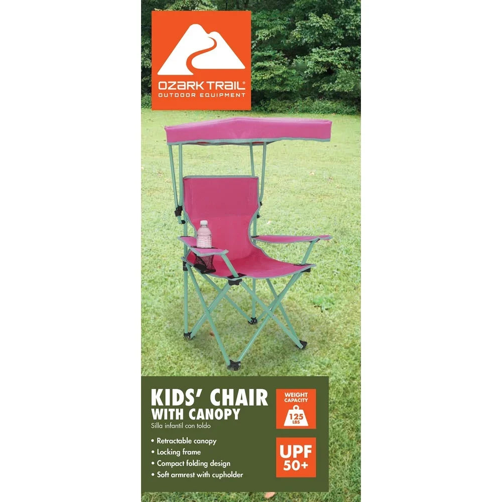 Kids Canopy Camp Chair with Adjustable Sunshade & Safety Lock