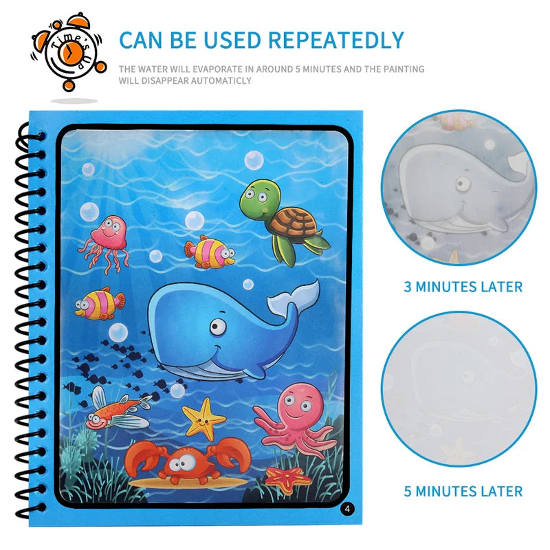 Magic Water Drawing Book – Reusable Montessori Coloring Toy for Kids