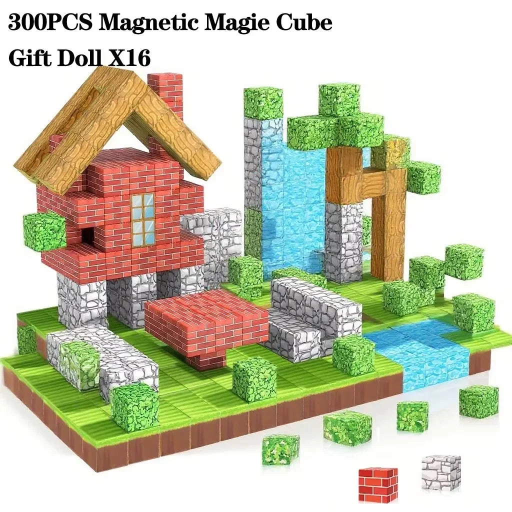 300PCS Magnetic Building Blocks World Cube Magnet World Set for Kid Age 3+ DIY Model Children Stem Best Montessori Sensory Toy