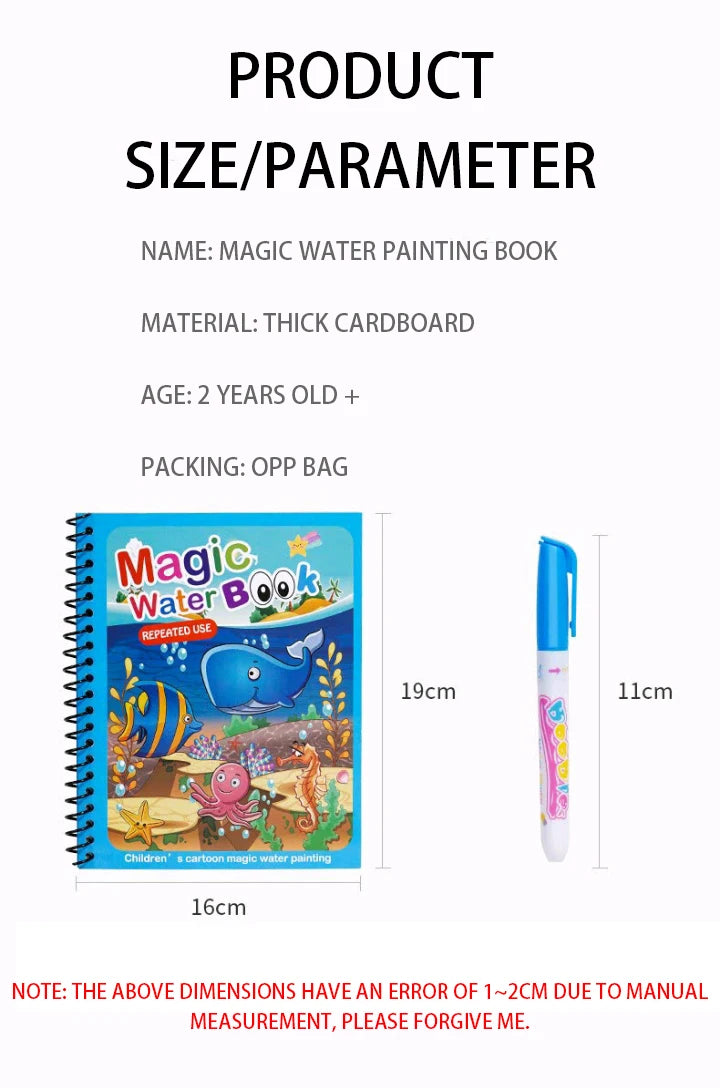 Magic Water Drawing Book – Reusable Montessori Coloring Toy for Kids