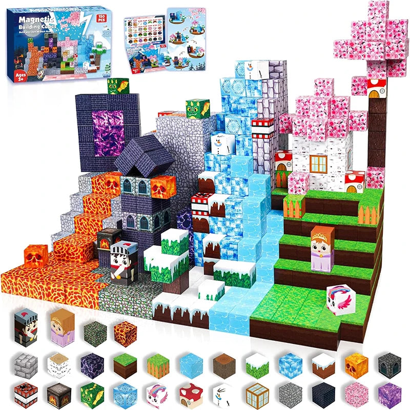 Magnetic Tiles Building Blocks Set – 100 to 300 Pieces STEM Toy for Kids
