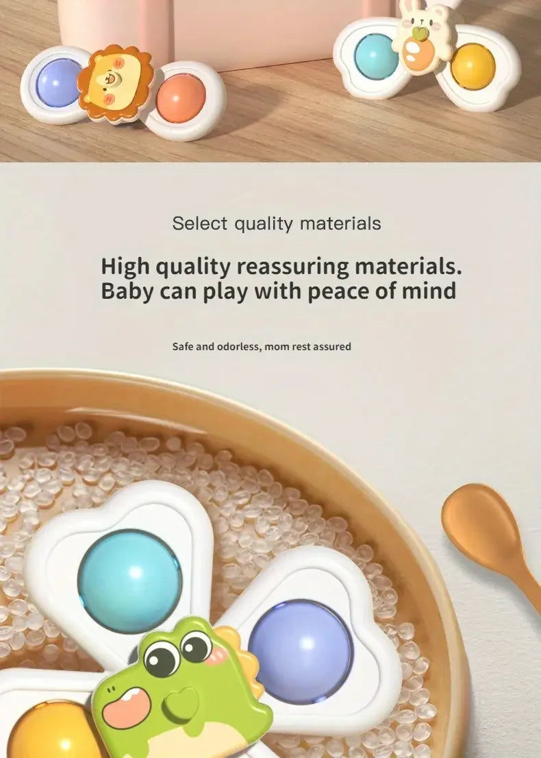 Suction Cup Spinner Toy – Baby Bath Sensory & Stress Relief Set (3-Pack)