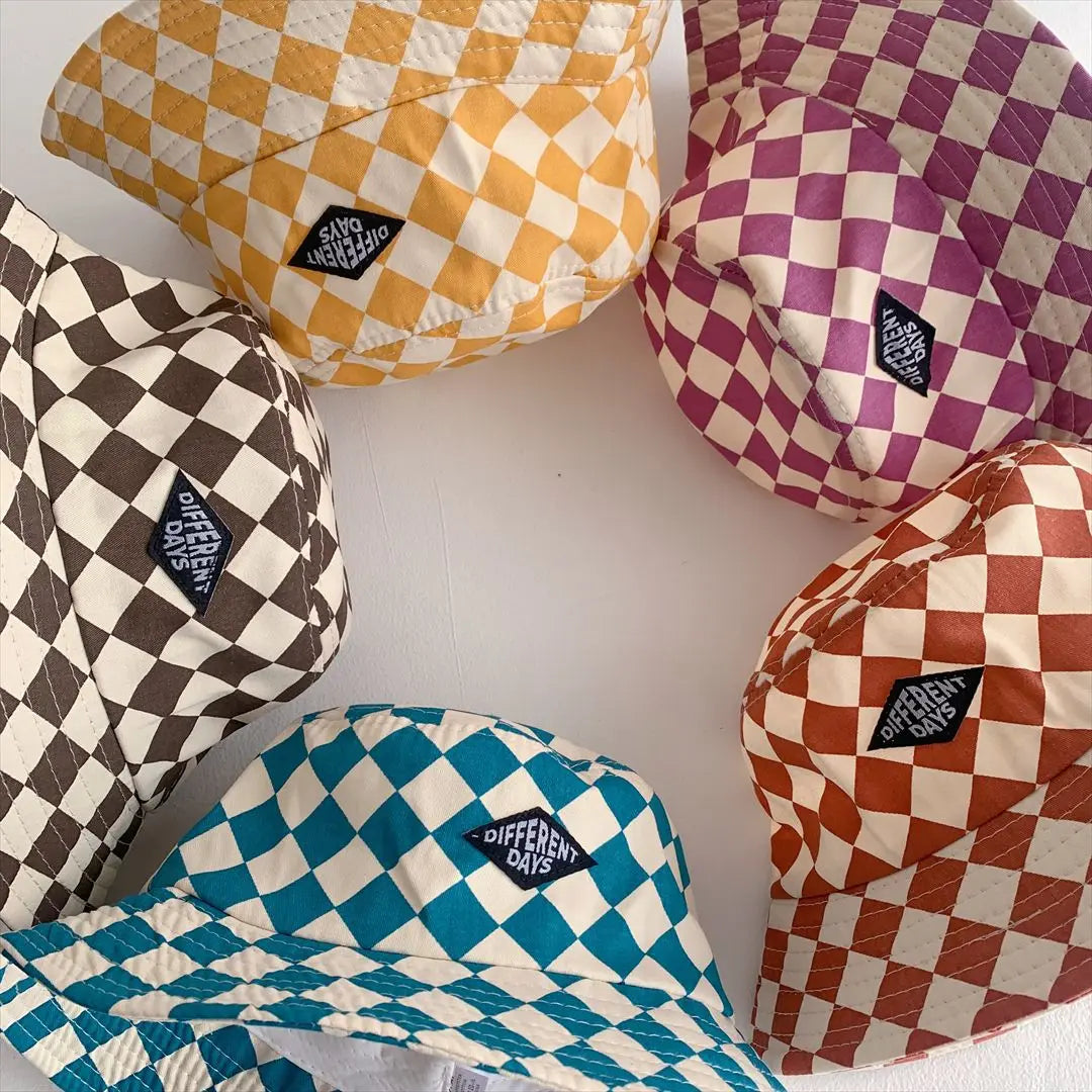 Kids Checkerboard Bucket Hat – Breathable Cotton-Blend Sun Hat for Boys & Girls Ages 4–6
