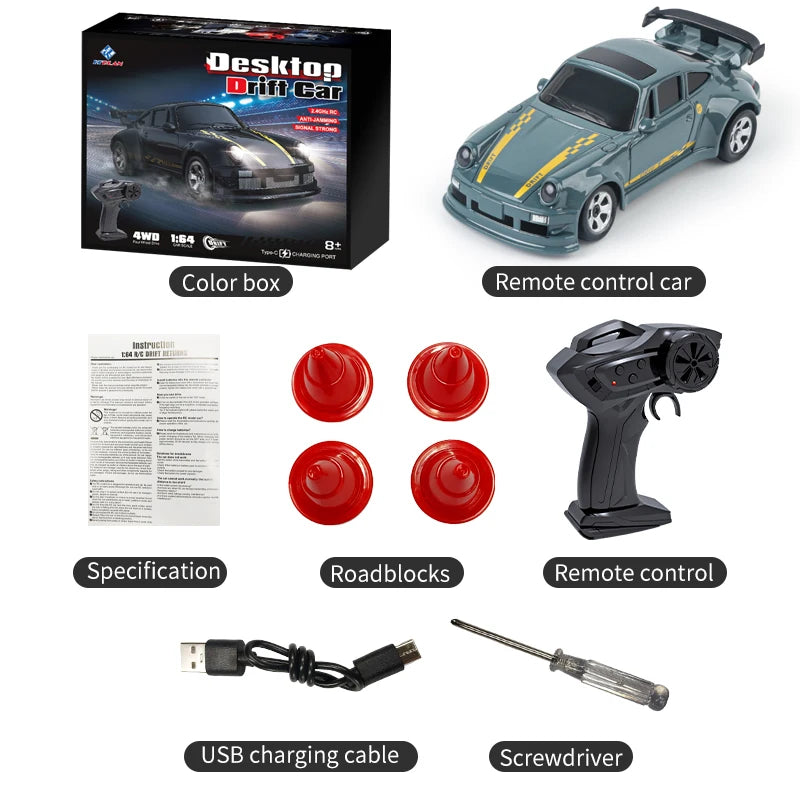 KF20 1:64 Mini Drift RC Car – 4-Wheel Remote Control Desk Racing Toy